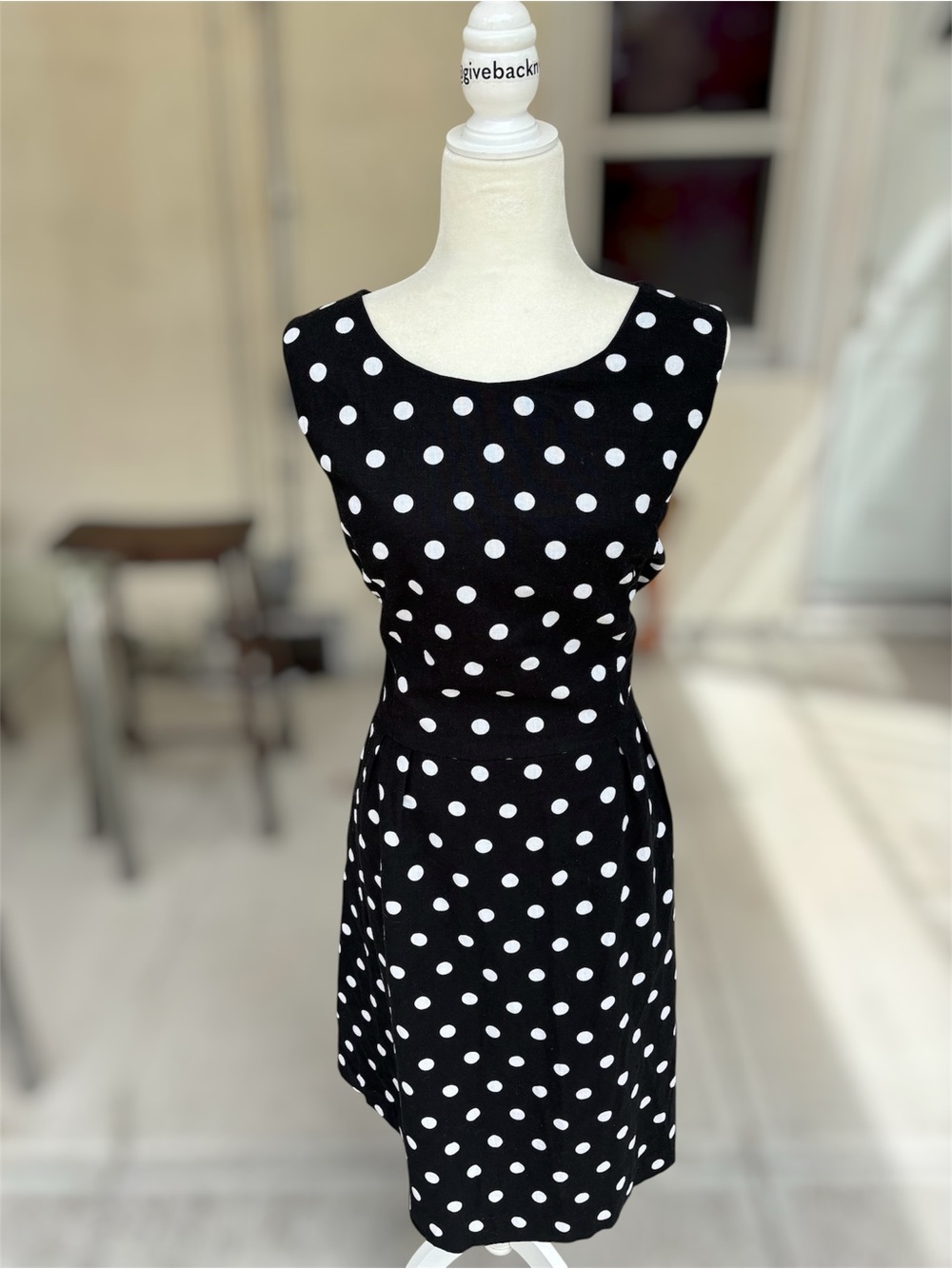 Chadwicks of Boston Polka Dot Dress Black White 18T NWOT Linen Blend - Picture 5 of 9